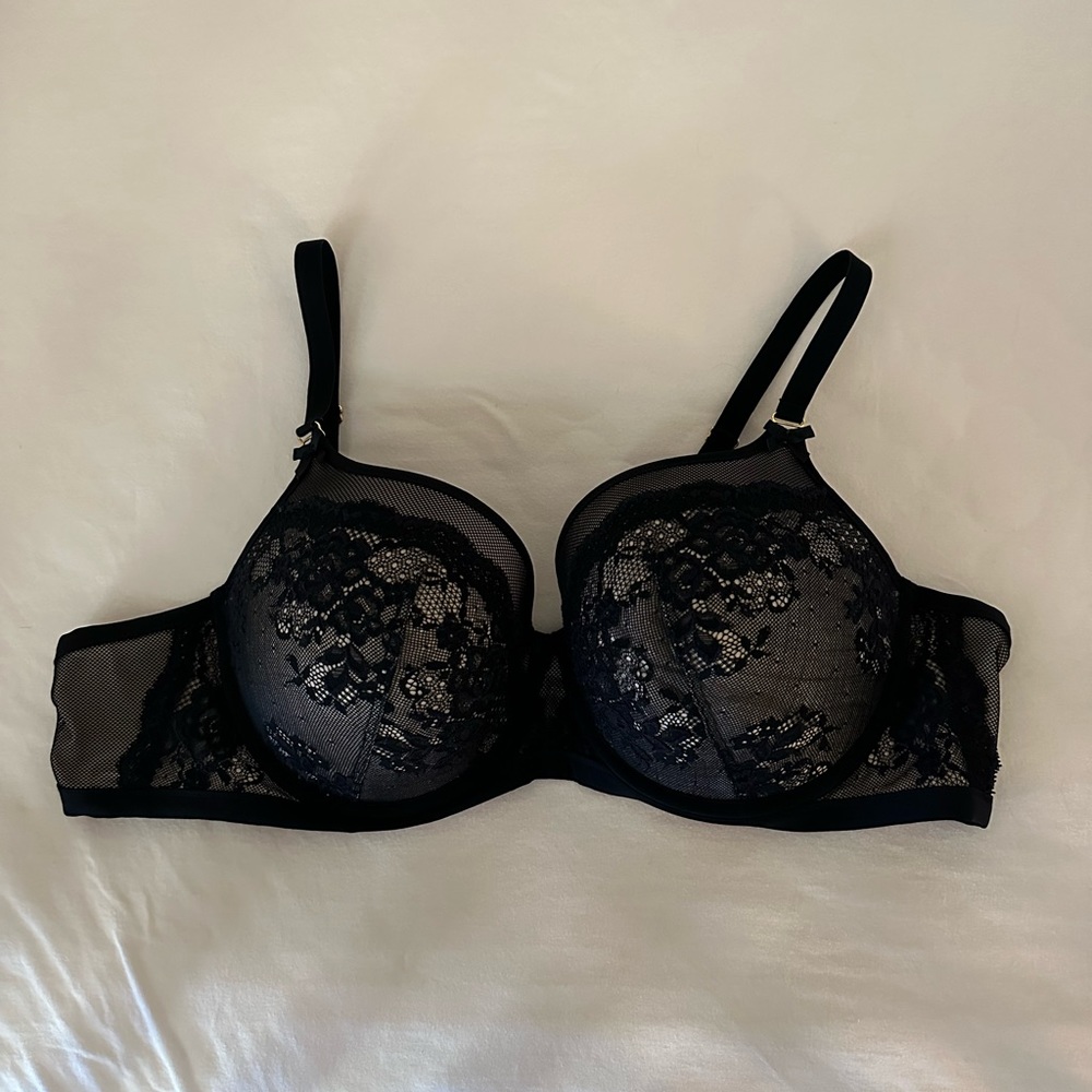 Torrid Size 46B Black Lace Push Up Balconette Bra
